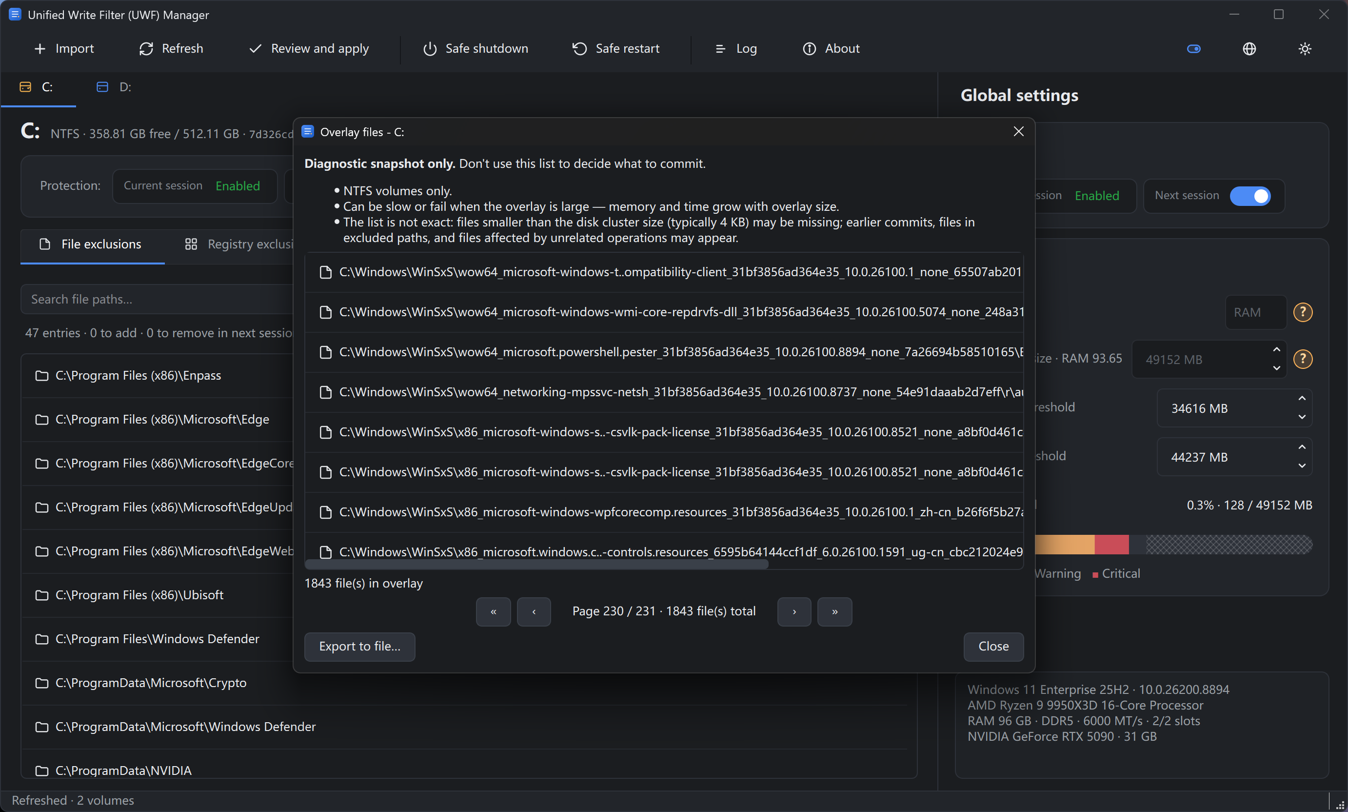 Overlay files dialog